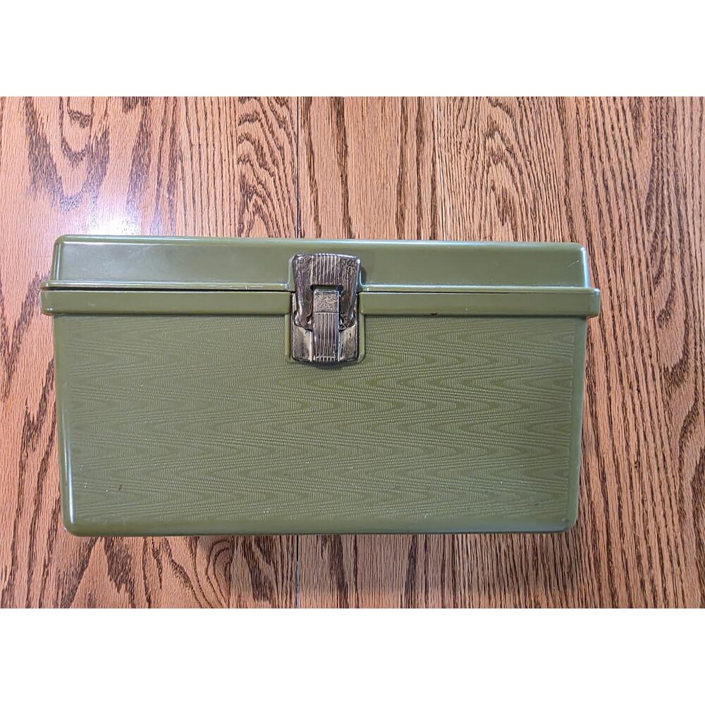 Vintage Wilson Wil-Hold Green Plastic Sewing Box w/ Tray USA Full of Supplies